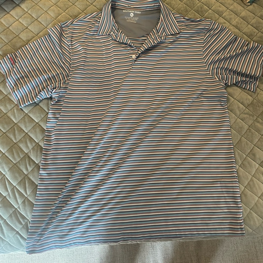 Like New! Only worn maybe twice. Striped Blue and White Men's Shirt